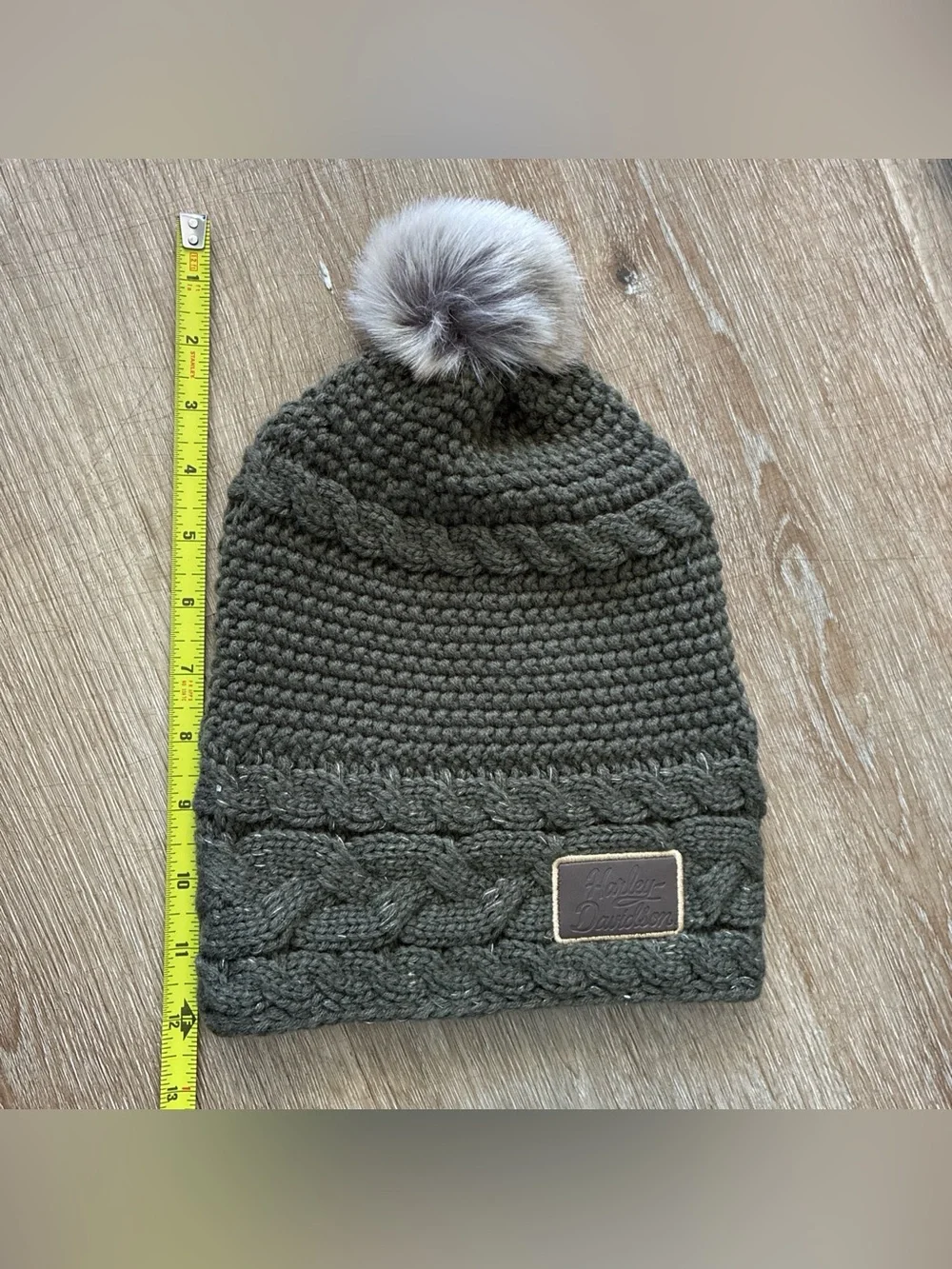 Harley-Davidson Olive Green Beanie Features A Textured Cable Knit
